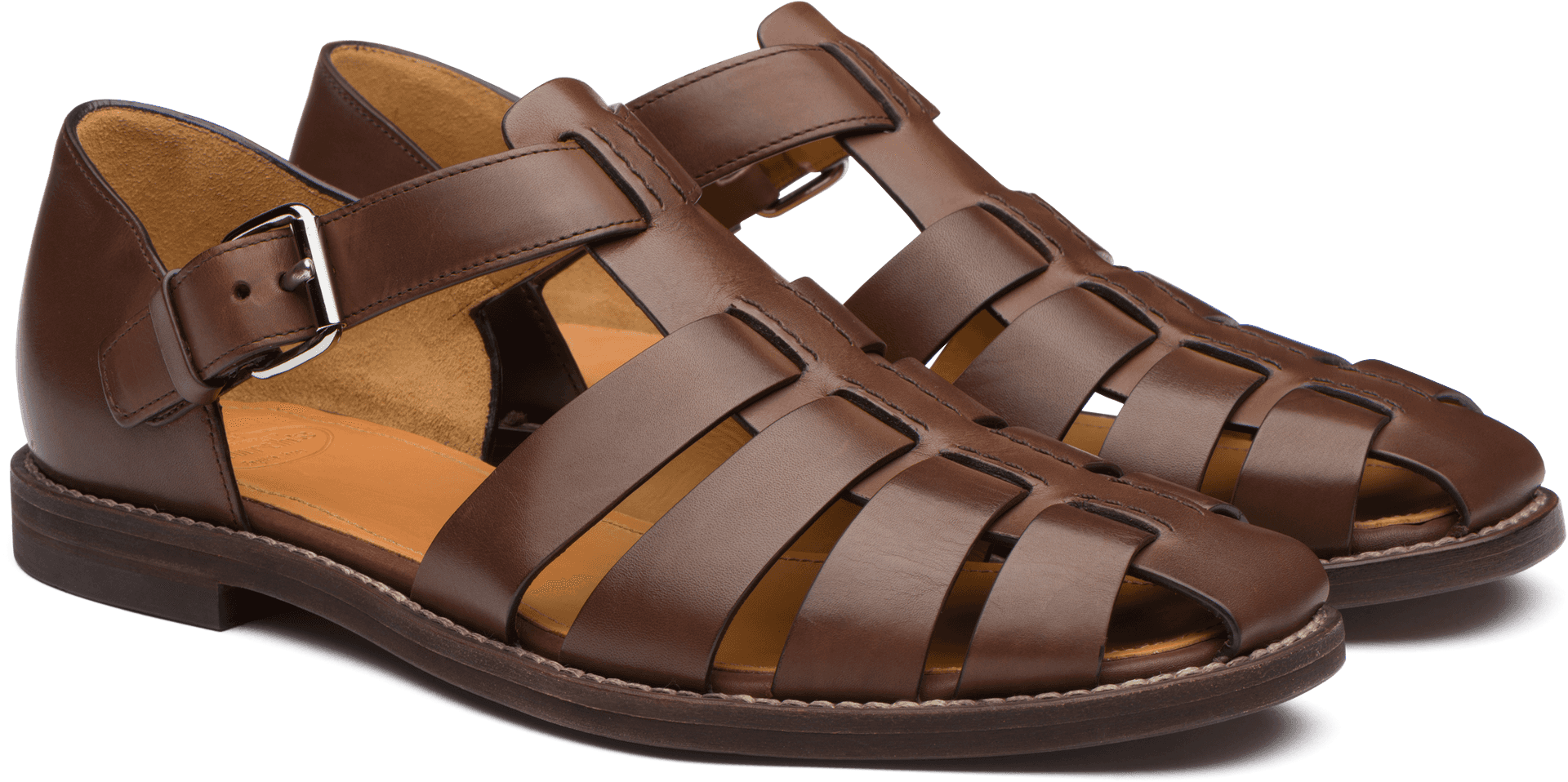 Brown Leather Sandals Product Showcase PNG