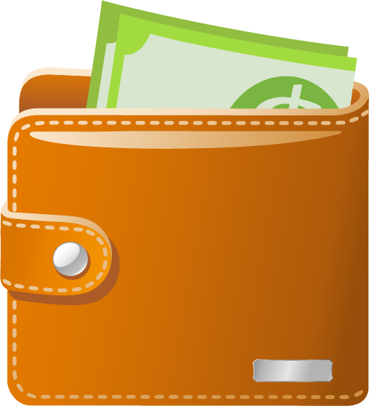 Brown Leather Wallet Cash Vector PNG