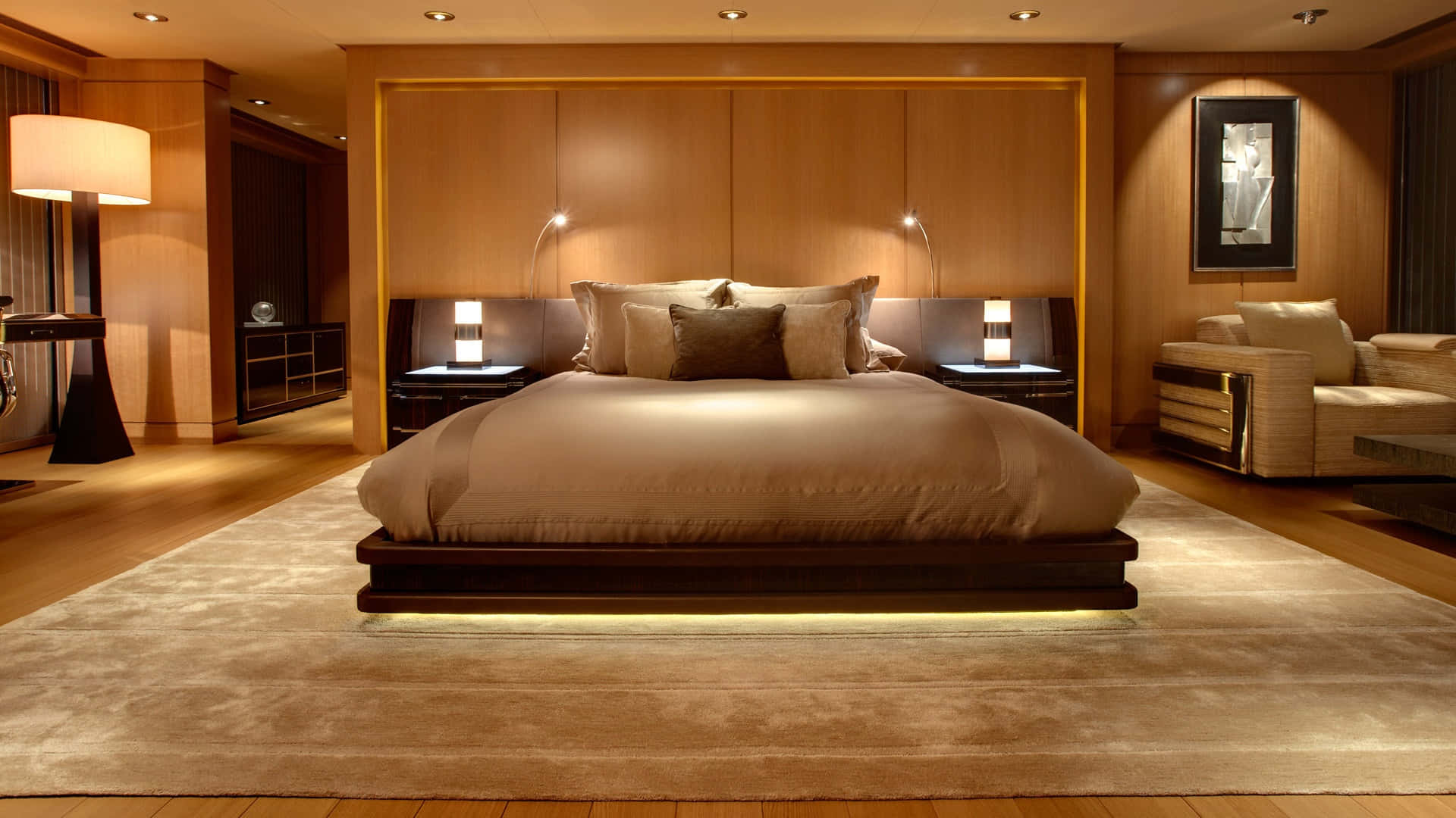 Elegantly Designed Hotel Room with Modern Furniture Wallpaper
