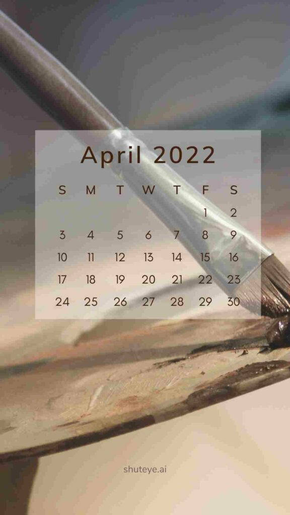 Brown Paint Brush April 2022 Calendar Background