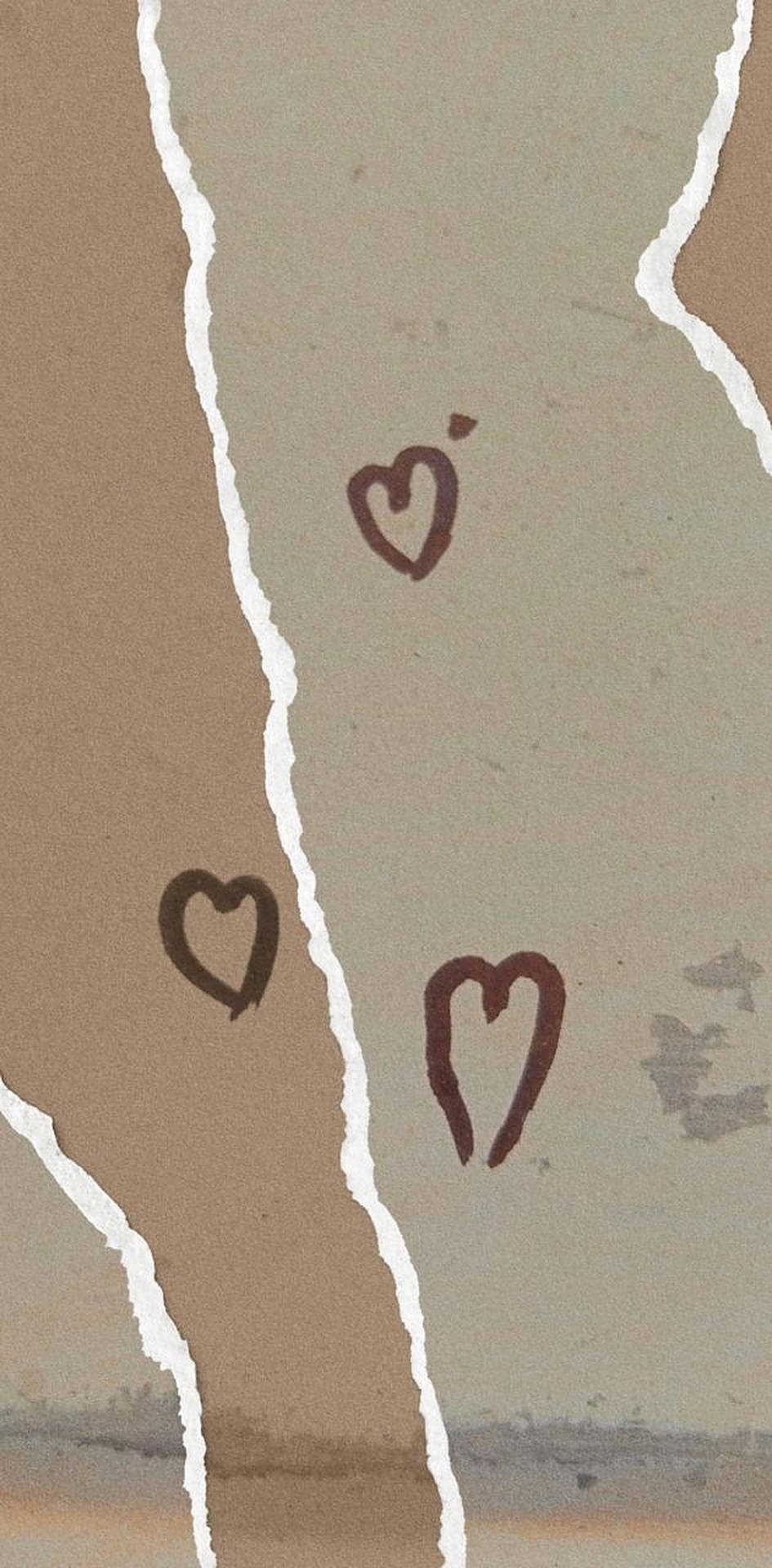 Brown Paper Heart Doodles Wallpaper