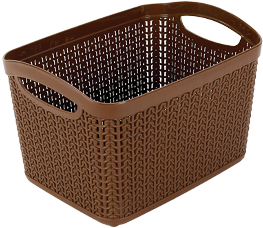 Brown Plastic Woven Basket PNG