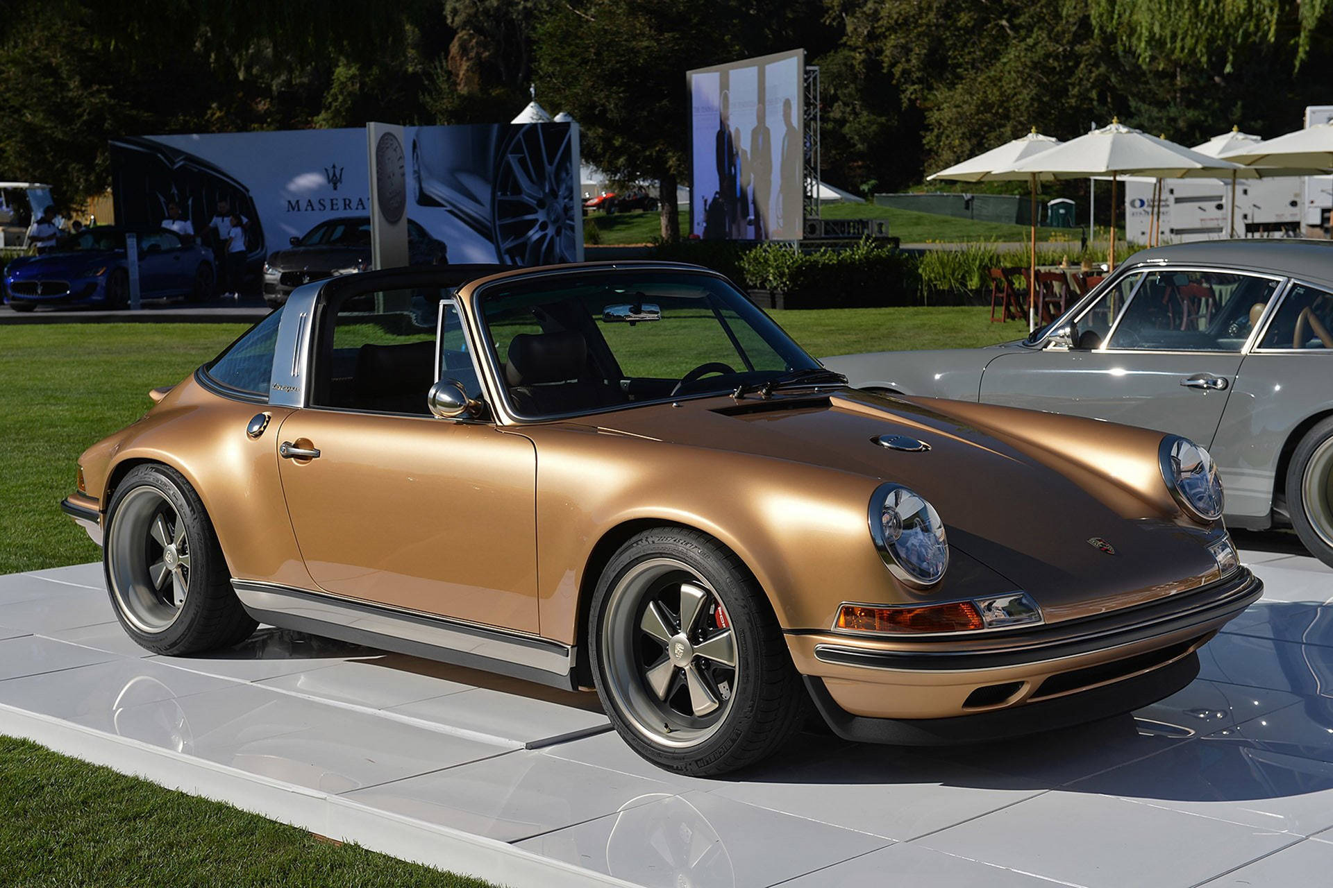 Elegant and Vintage, the Brown Singer Porsche 911 Targa Wallpaper