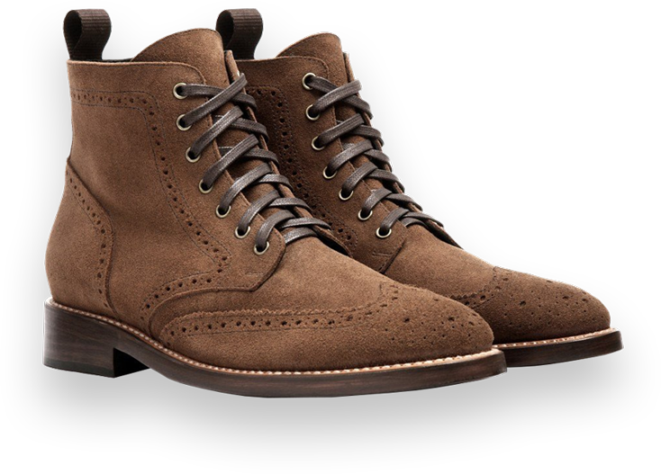 Brown Suede Wingtip Boots PNG