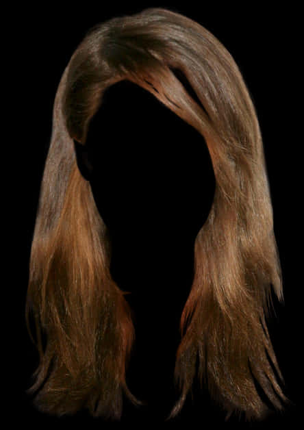 Brown Wig Silhouetteon Black Background PNG