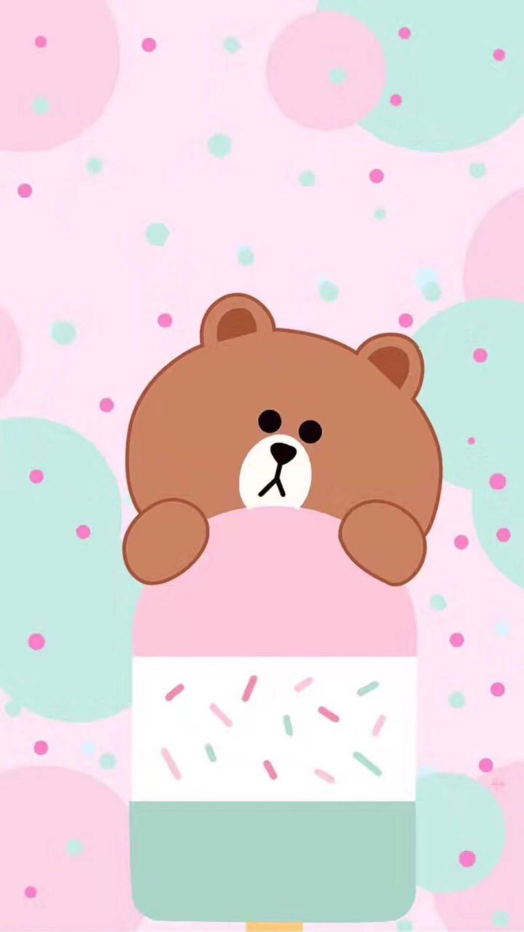 Brown With Ice Cream Bar Line Friends Background