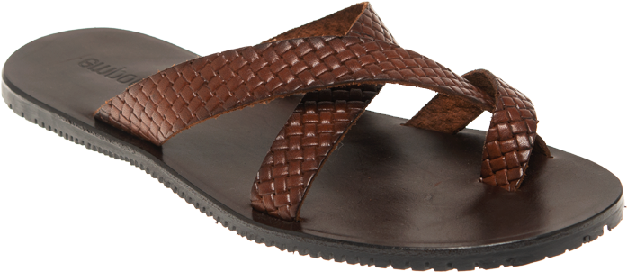 Brown Woven Leather Sandal PNG