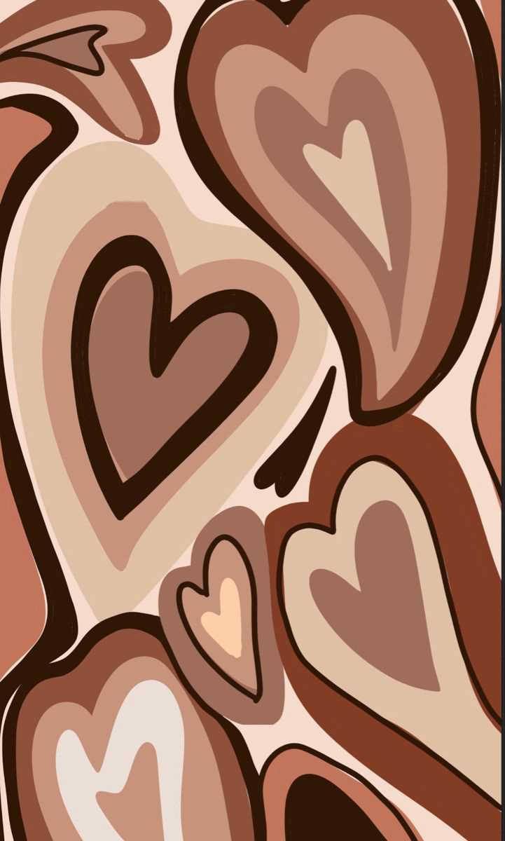 Brown Y2k Hearts Wallpaper