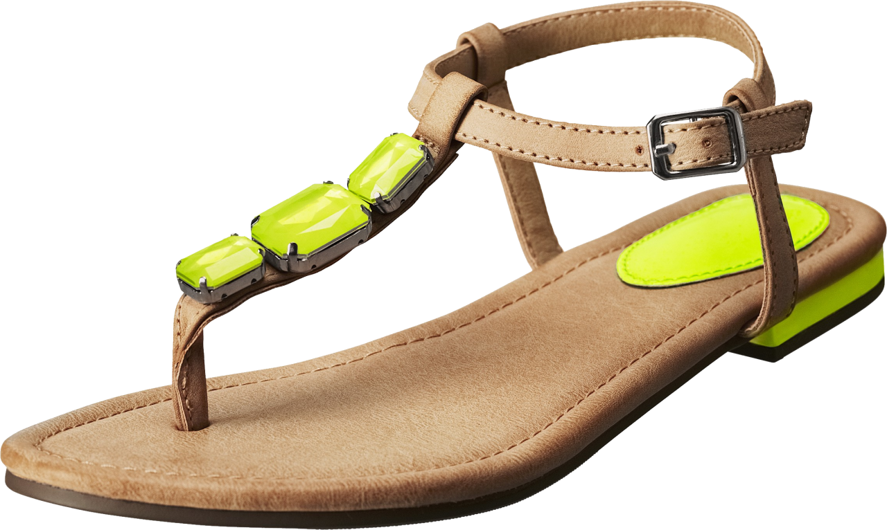 Brownand Neon Green Sandal.png PNG