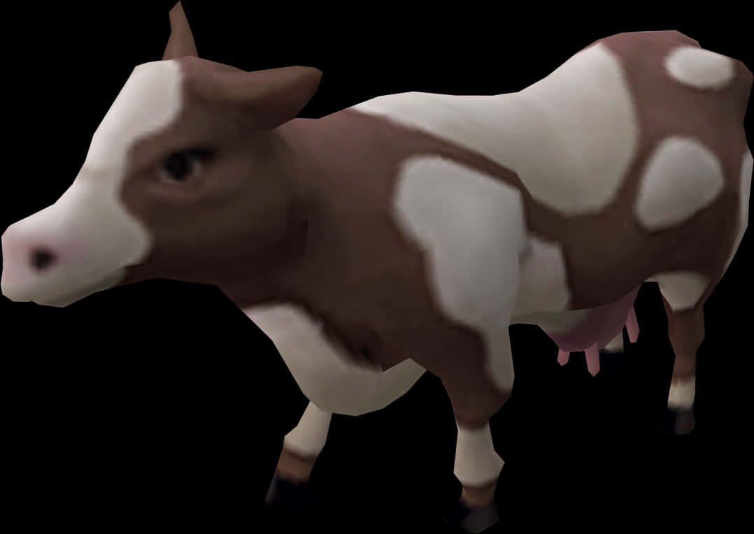 Brownand White Cow3 D Model PNG