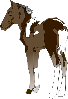 Brownand White Geometric Horse Illustration PNG