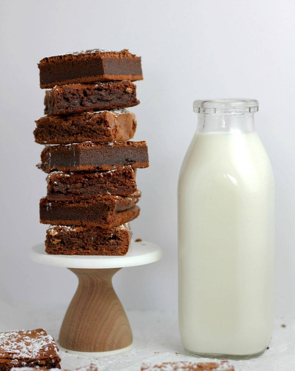 Brownies With Bottle Of Fresh Milk Picture