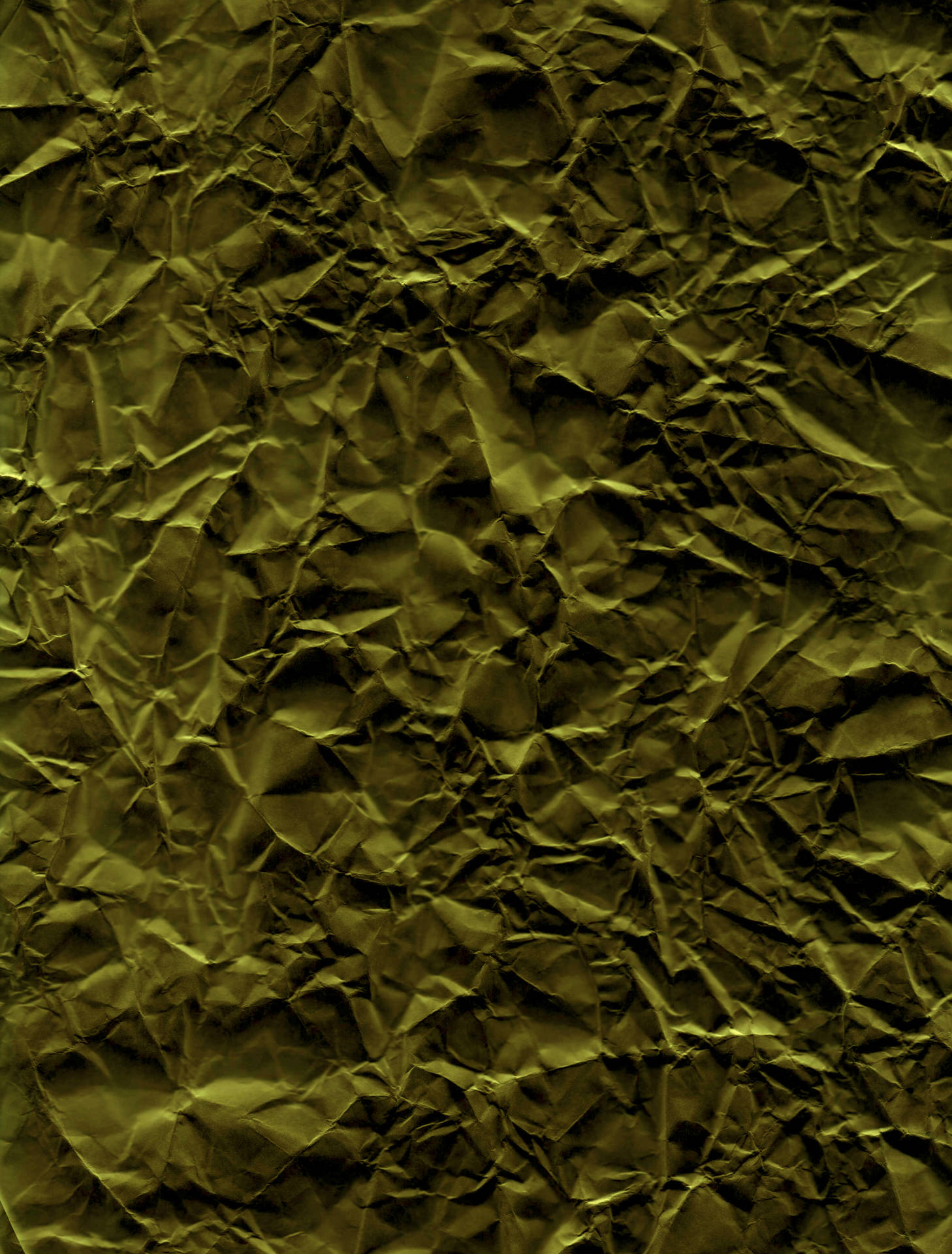Brownish Green Crumpled Paper Texture Wallpaper
