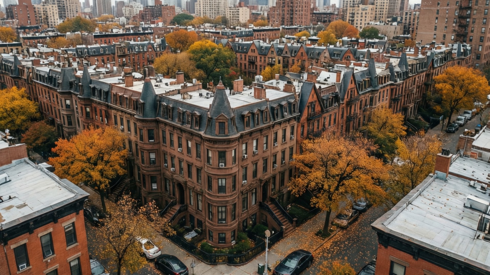 Brownstone Musim Gugur Wallpaper