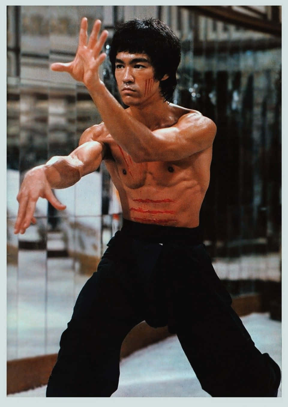 A portrait of martial arts icon Bruce Lee