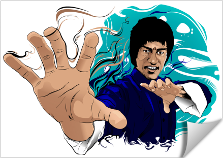 Bruce Lee Action Pose Illustration PNG