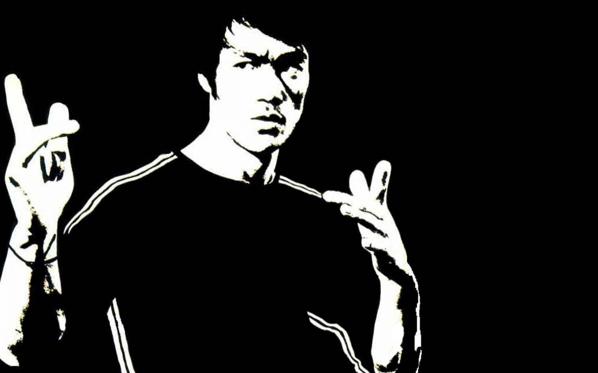 Bruce Lee Sort Grafisk Tapet Wallpaper