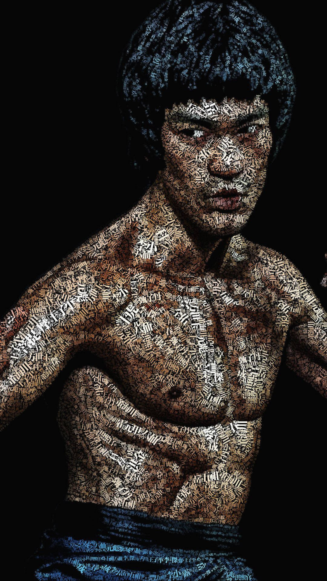 Bruce Lee Covered With Hanzi Background