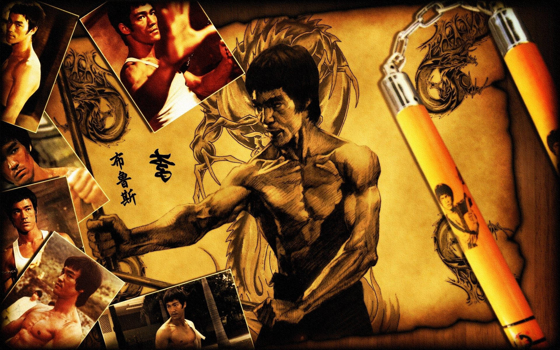 Bruce Lee Dragon And Nunchucks Wallpaper
