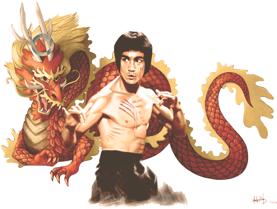 Bruce Lee Dragon Illustration PNG