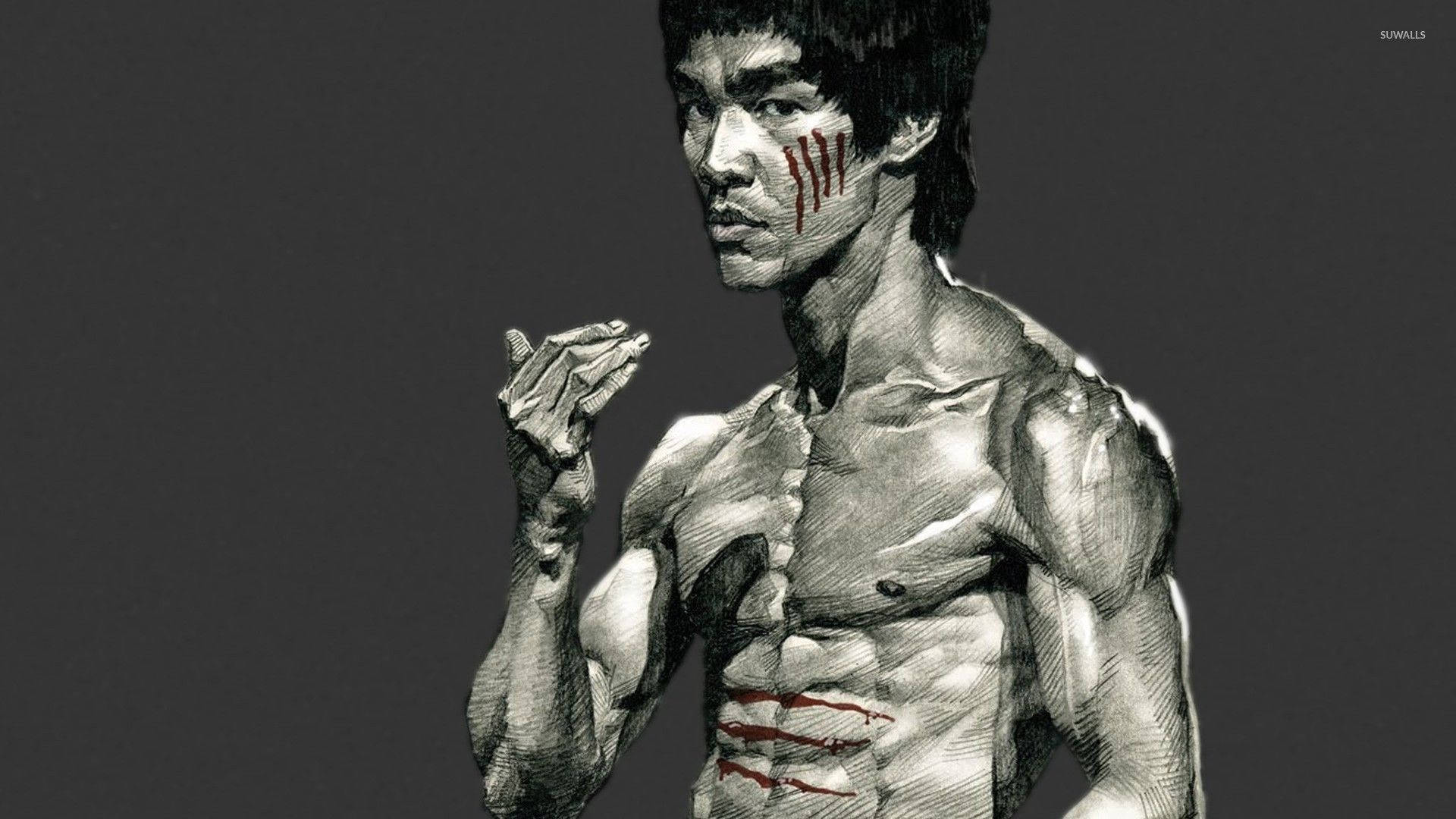Bruce Lee Greyscale Paint Art Background