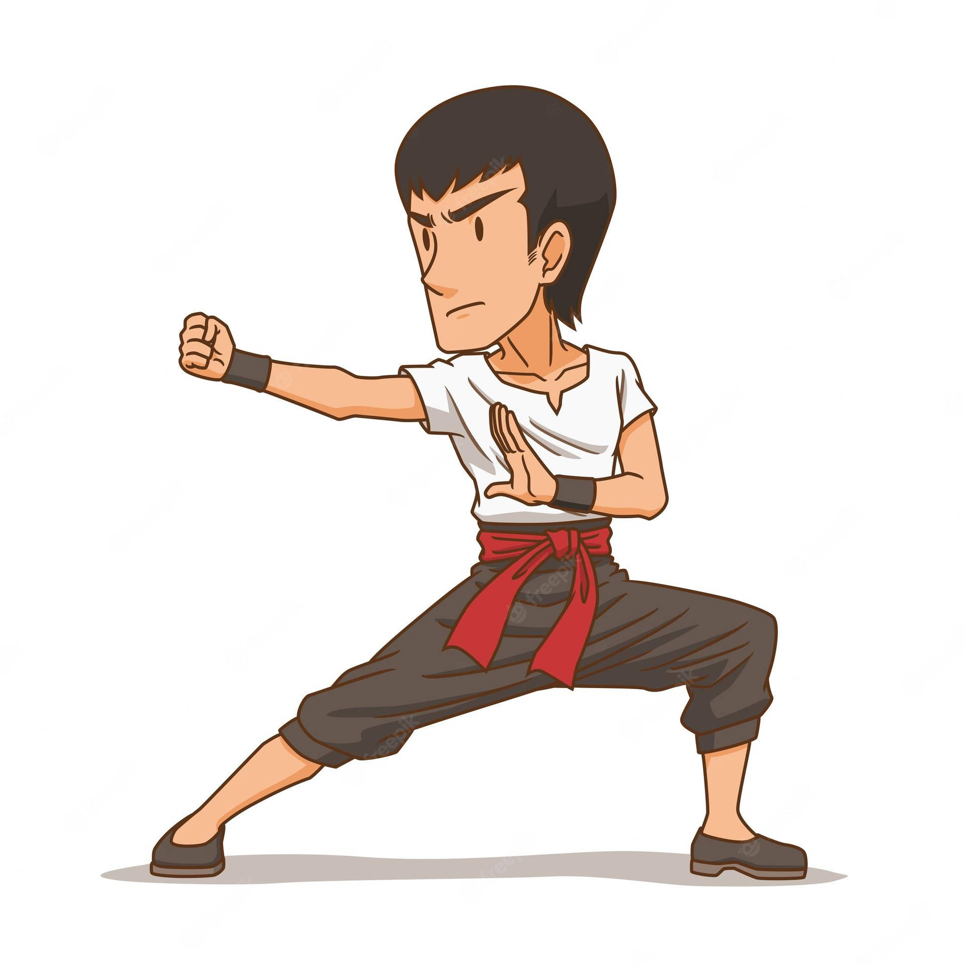 Bruce Lee Kung Fu Cartoon Character Wallpaper