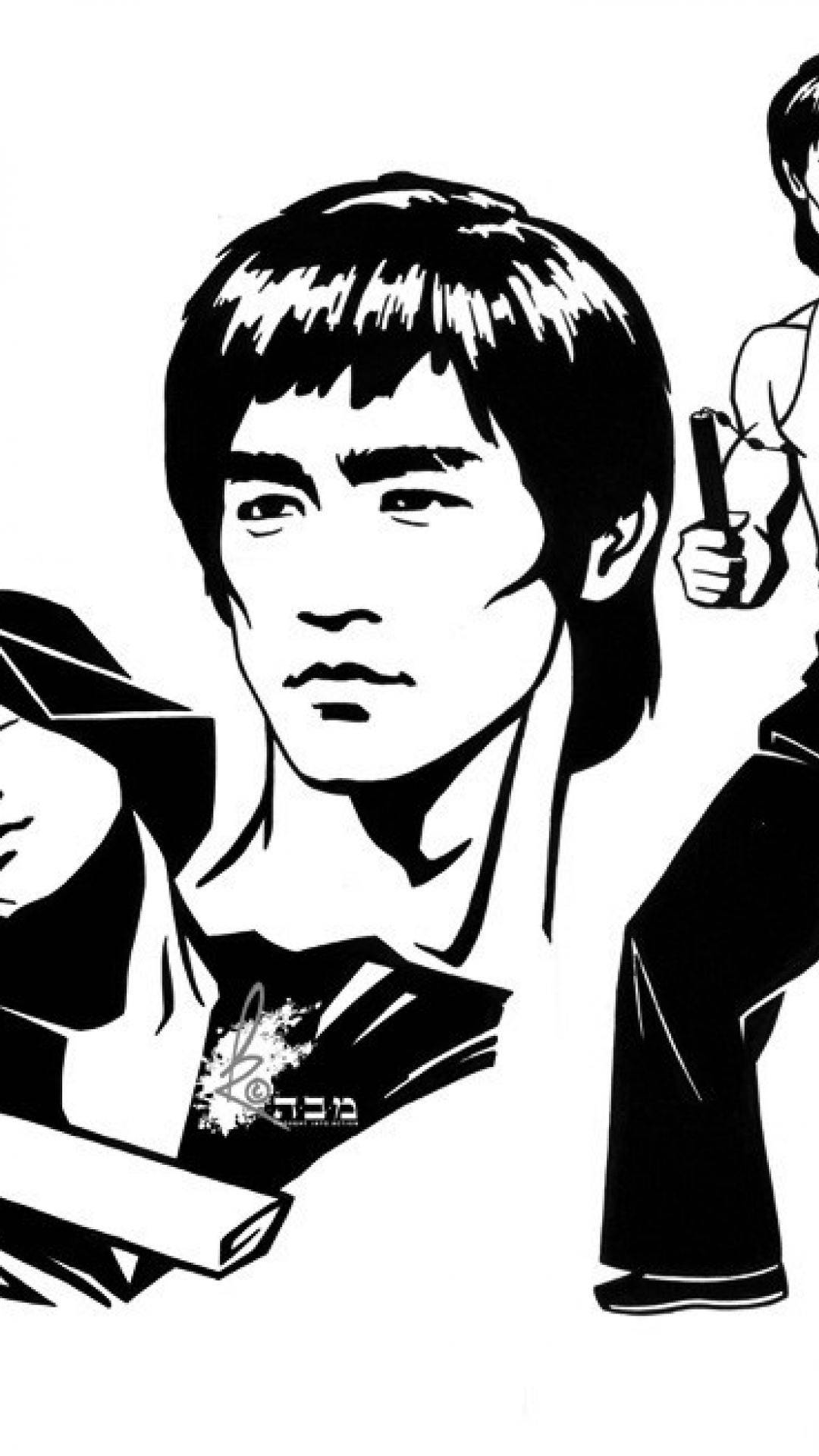 Bruce Lee White Digital Art