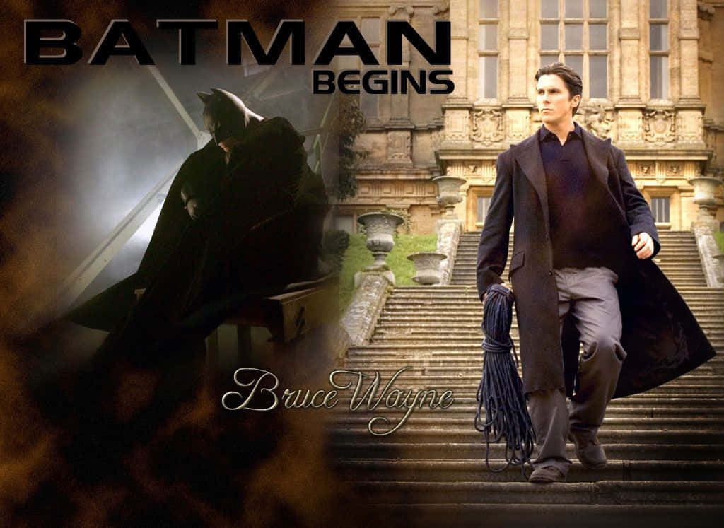 The emergence of Bruce Wayne in a dimly lit room. Wallpaper
