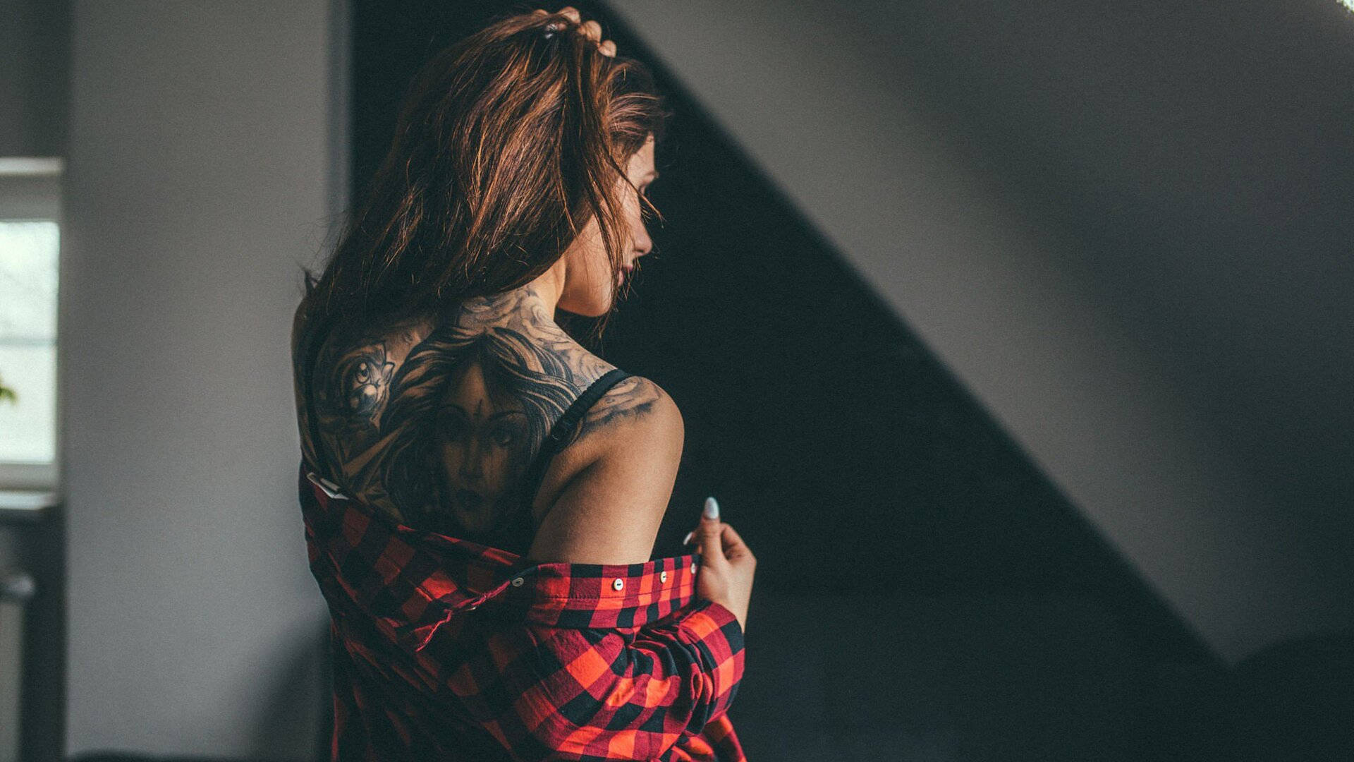 Brunette Girl With Tattoo Wallpaper