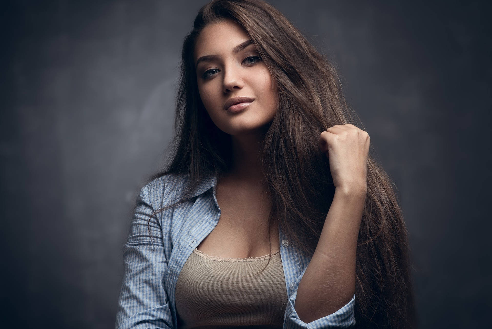 Brunette Woman Beautiful Long Hair Picture