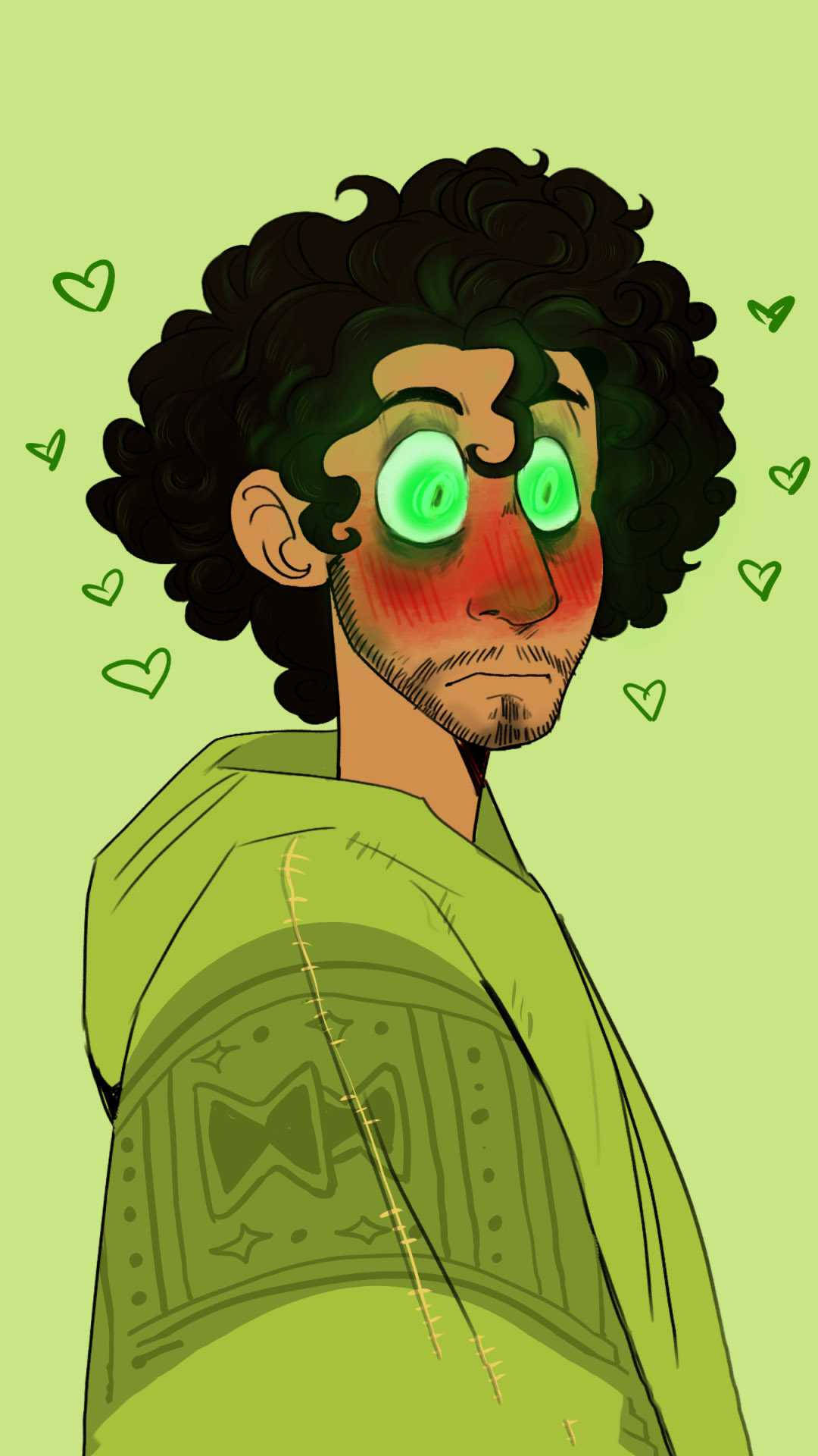 En mand med grønne øjne og en grøn hætte Wallpaper