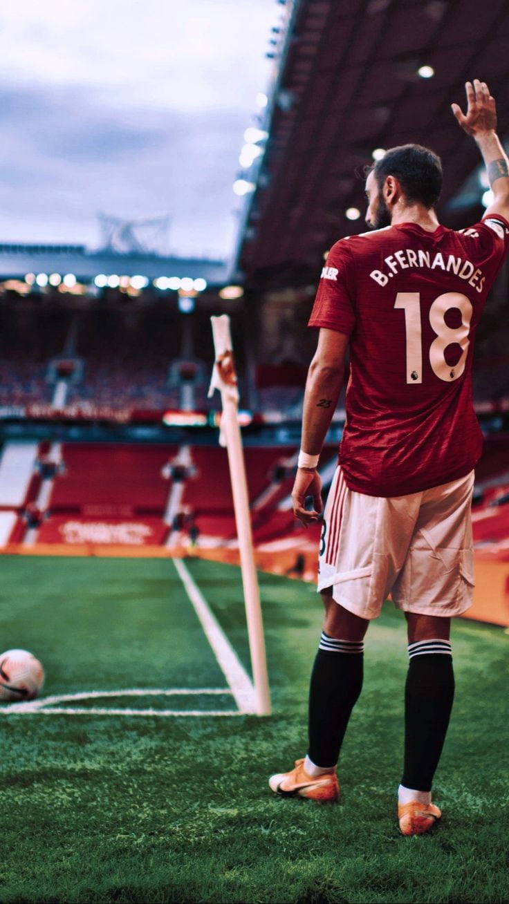 Bruno Fernandes Manchester United Waves To Fans Wallpaper