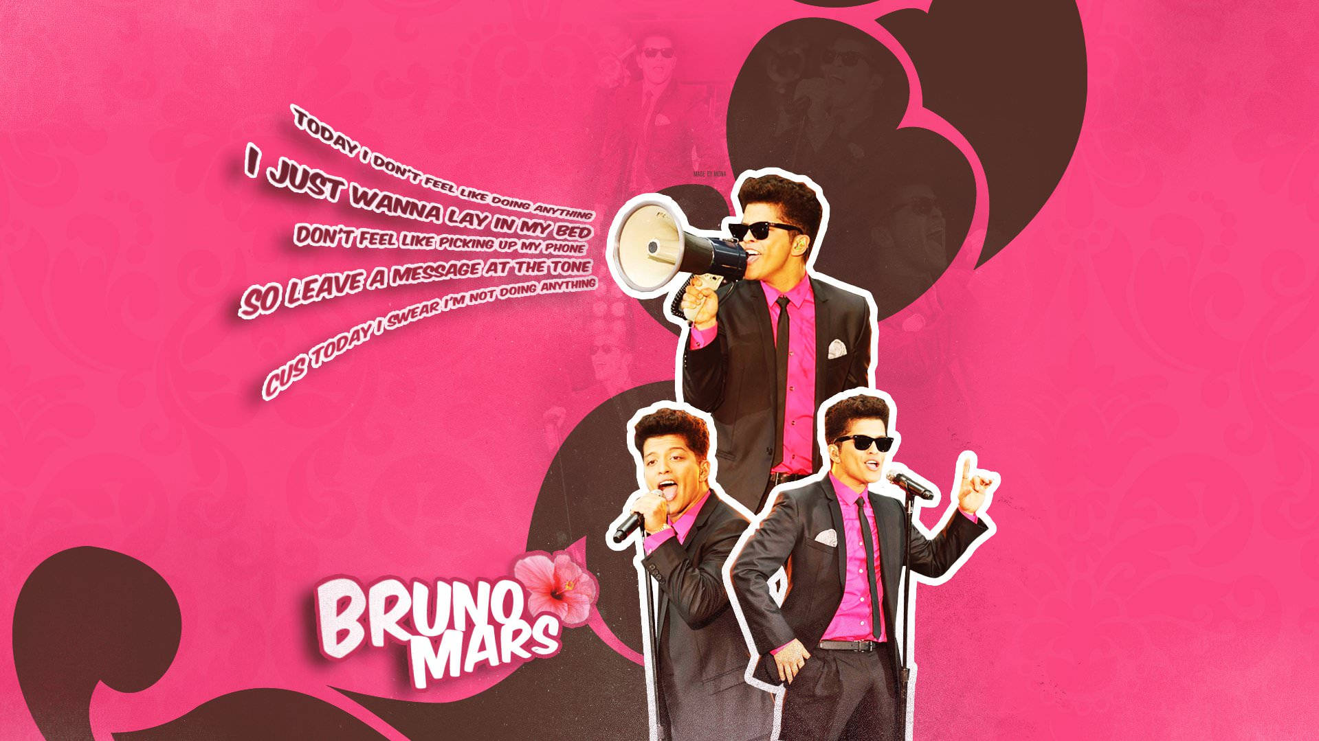 Bruno Mars Rocks Pink Pop Art Wallpaper