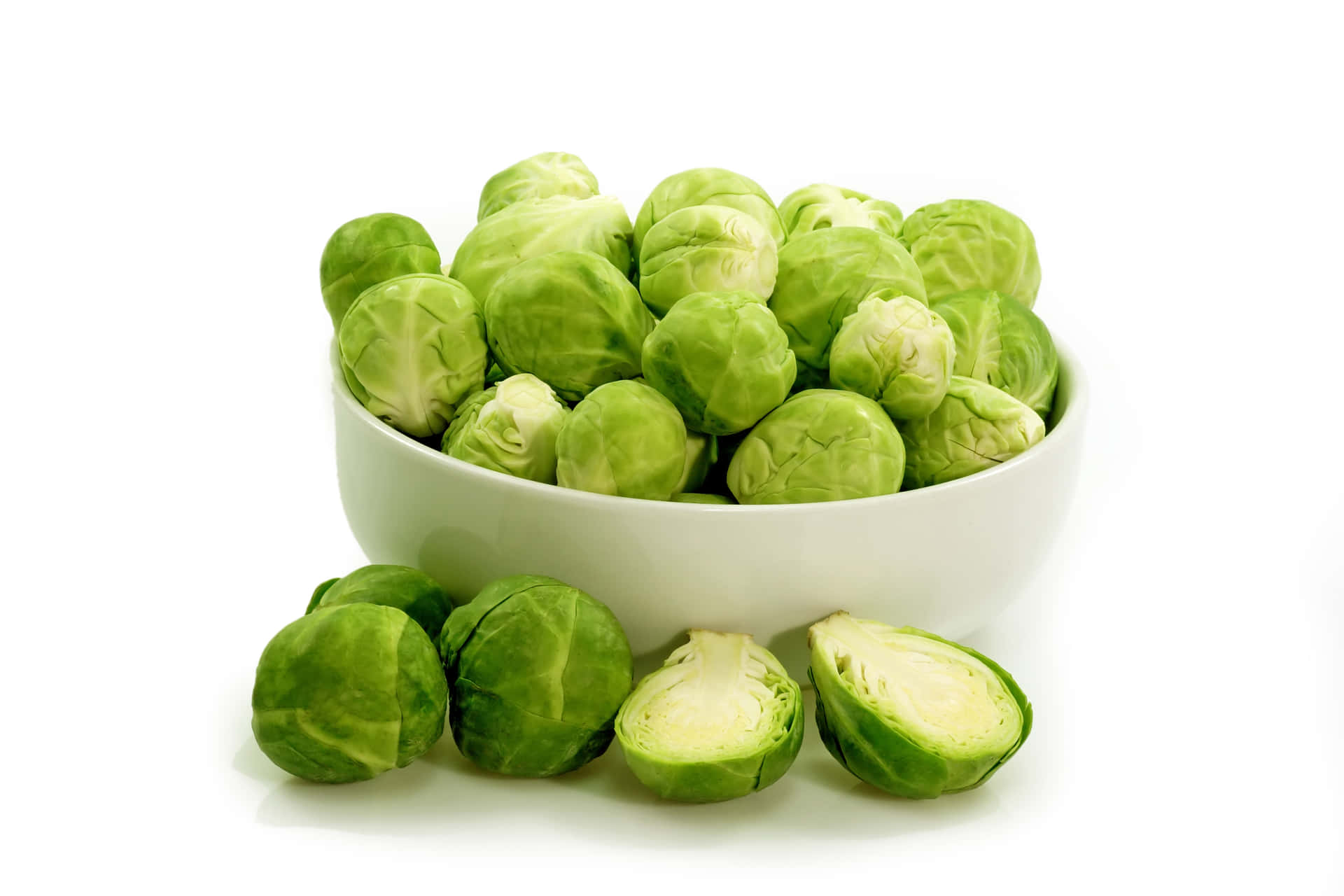 Brussel Sprouts In A White Bowl
