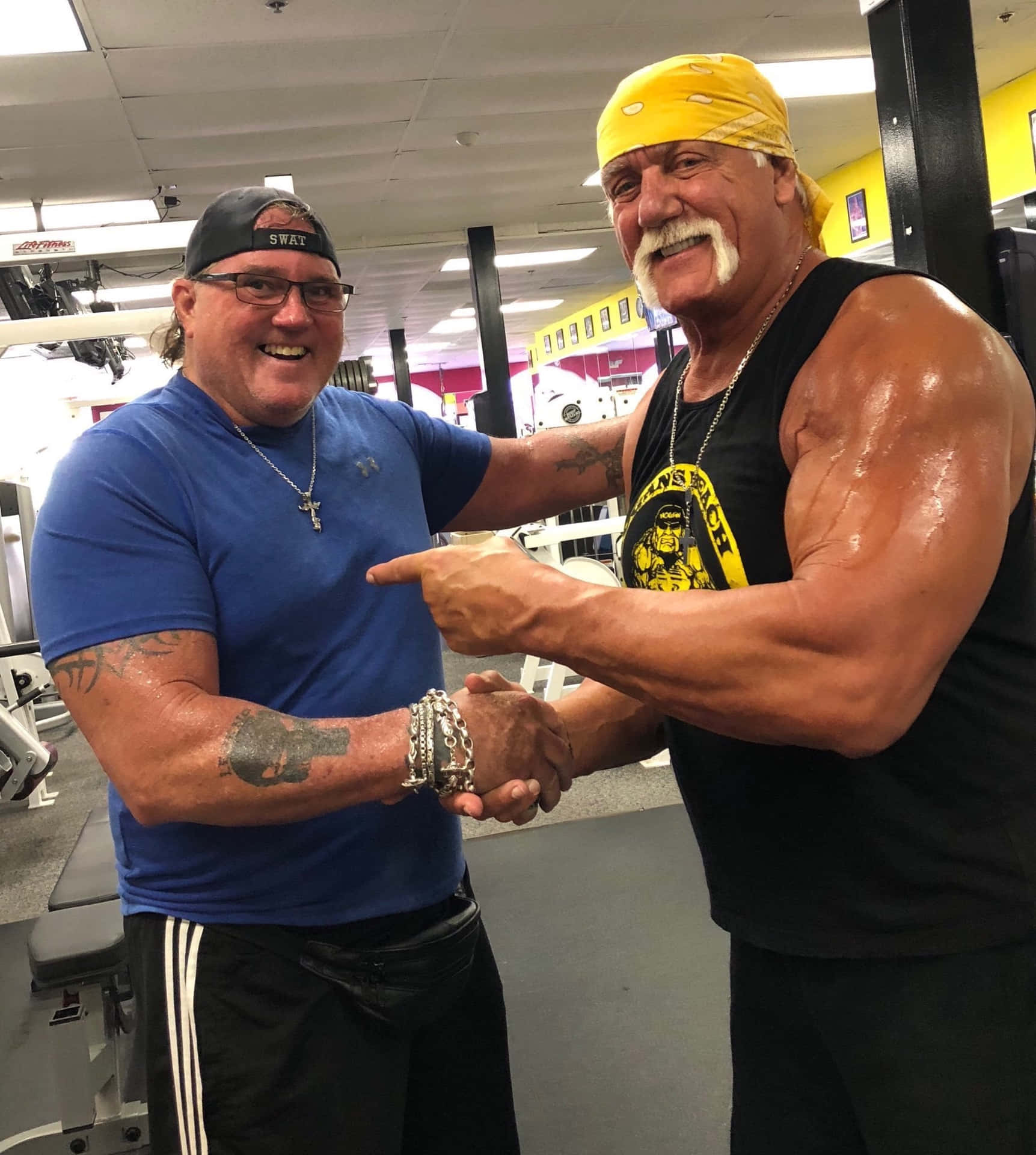 Brutus 'The Barber' Beefcake alongside Hulk Hogan in their prime. Wallpaper