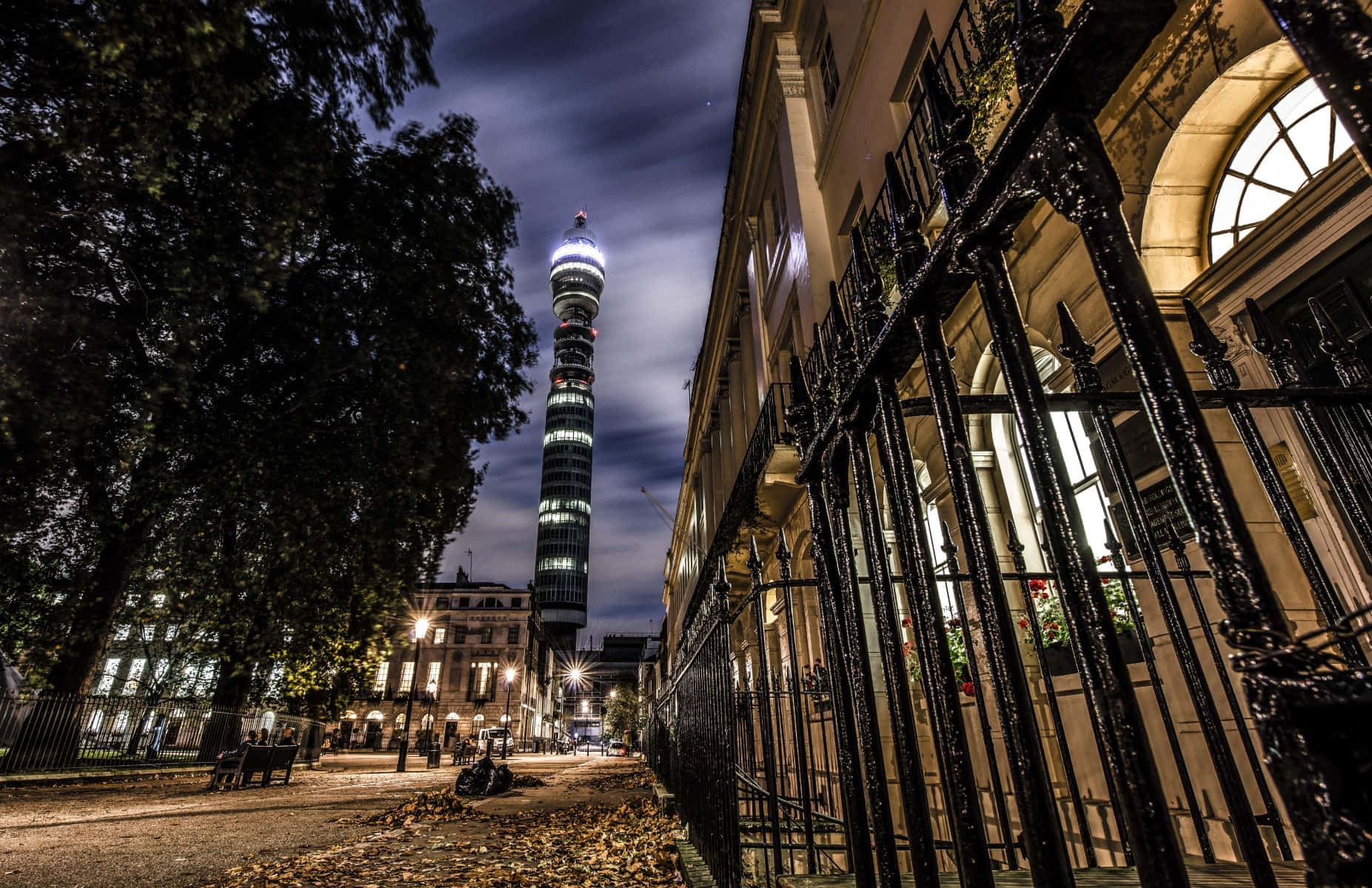 Bt Tower From The City Streets At Night Wallpaper