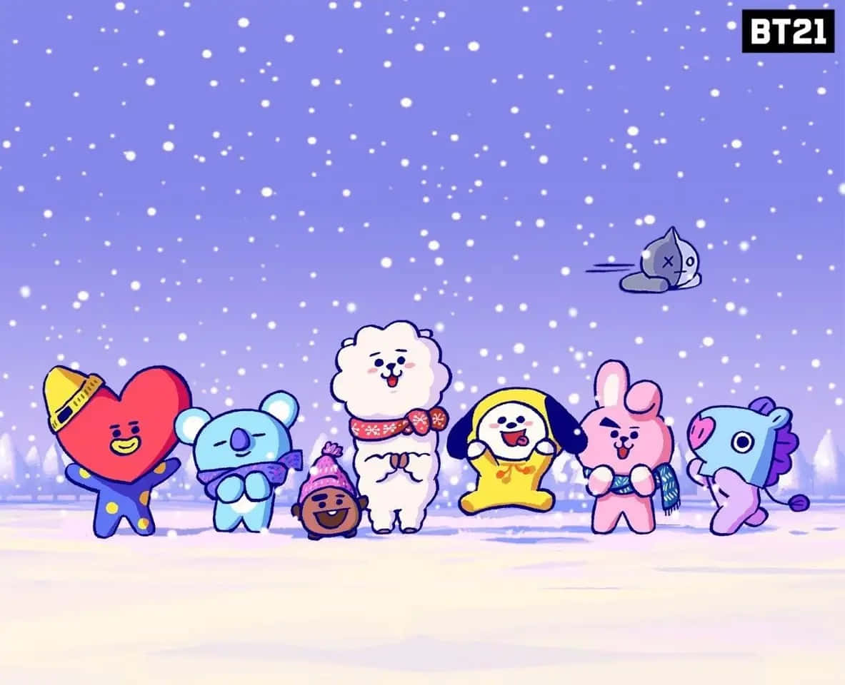 Caption: Vibrant and Detailed BT21 Group Illustration