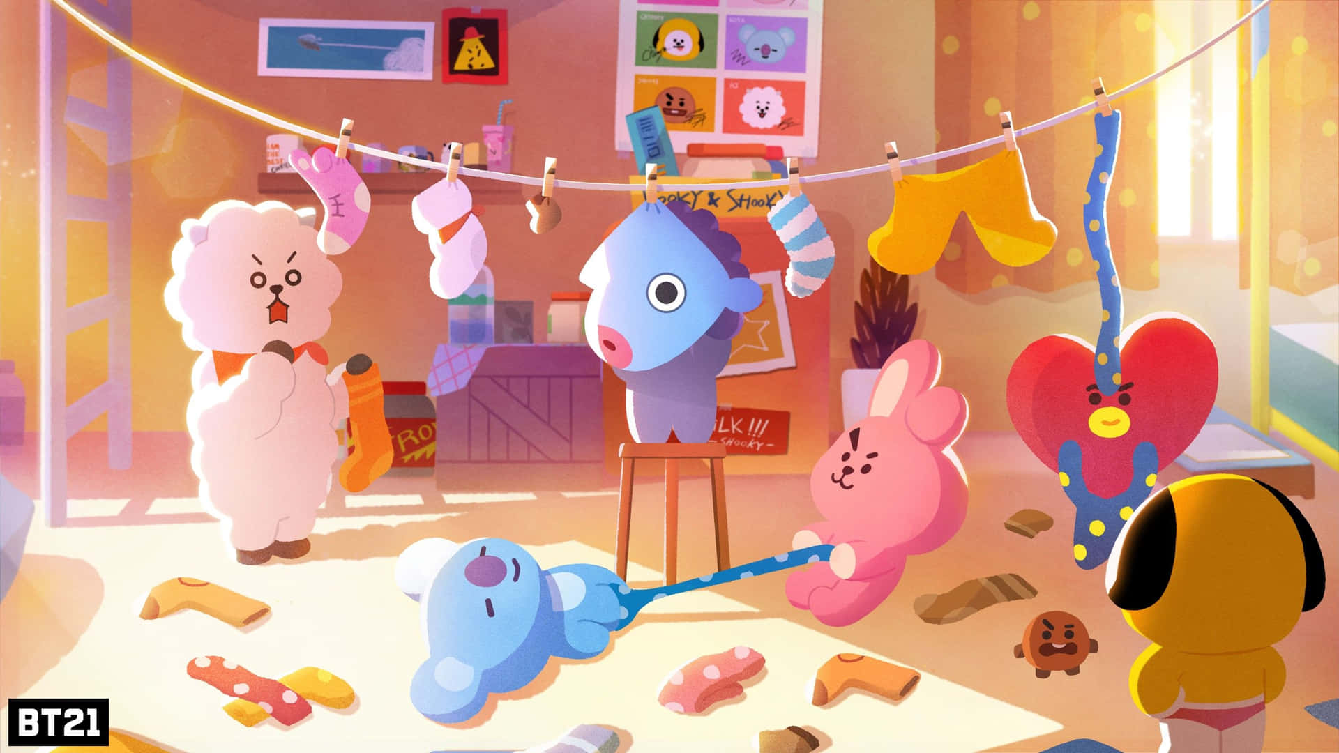 Join the Bt21 gang on their galactic adventure in 4K Wallpaper