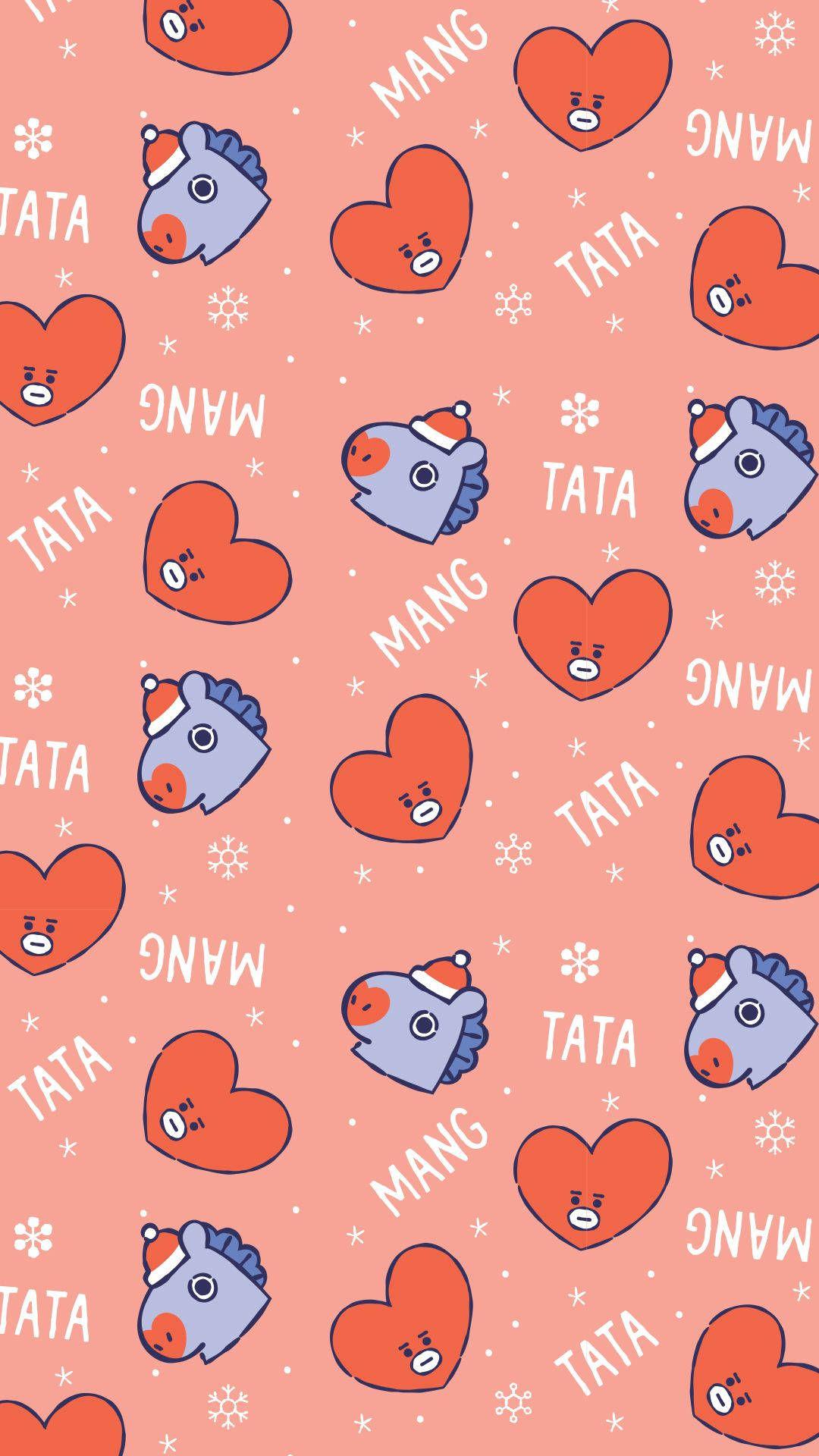 BT21 Tata And Mang Pattern Wallpaper