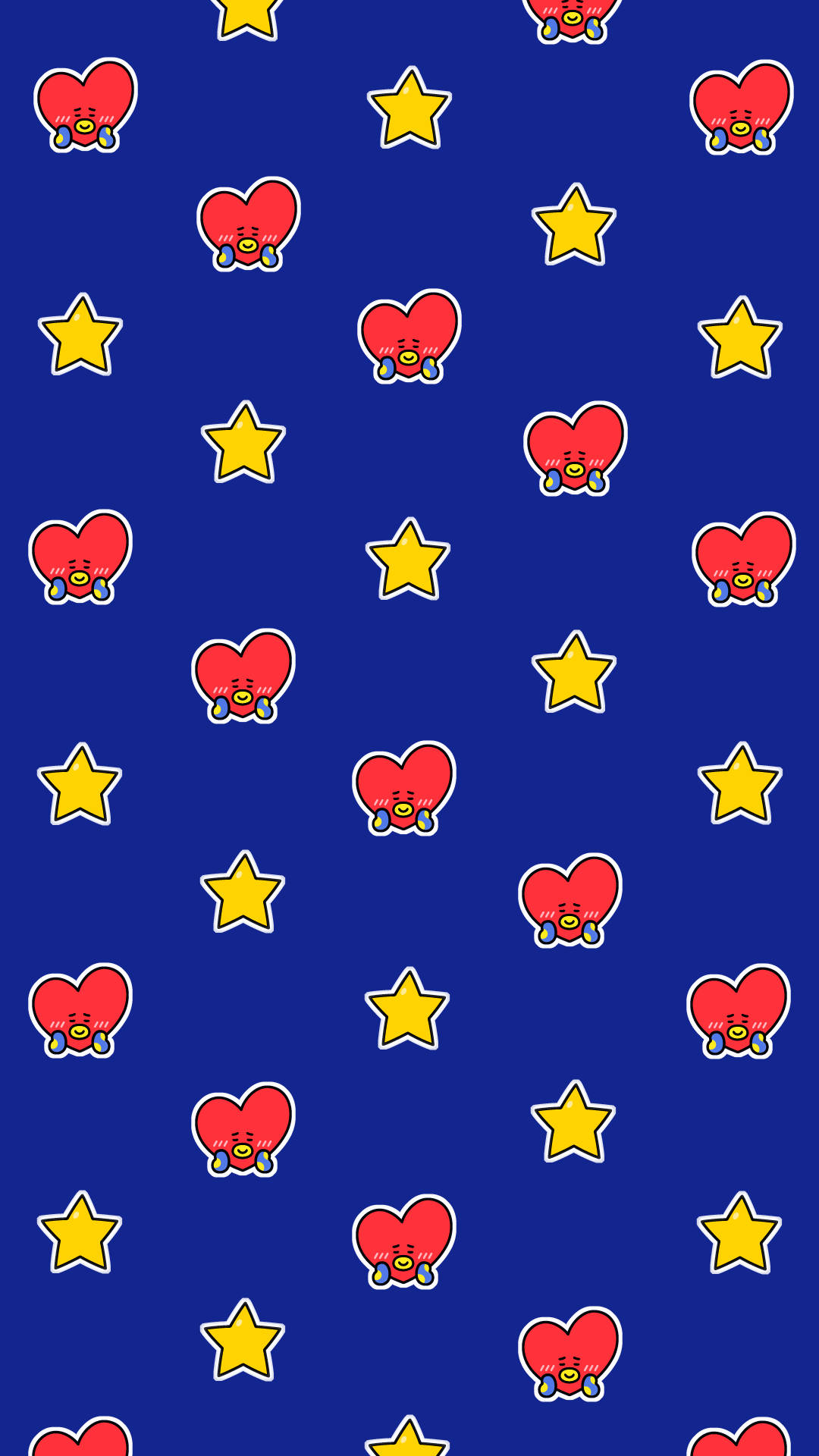 BT21 Tata And Star Pattern Wallpaper