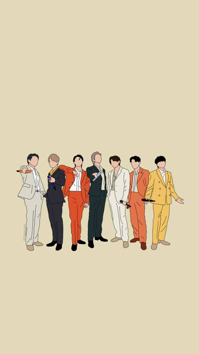 BTS 2021 Minimalist i farvede dragter Wallpaper