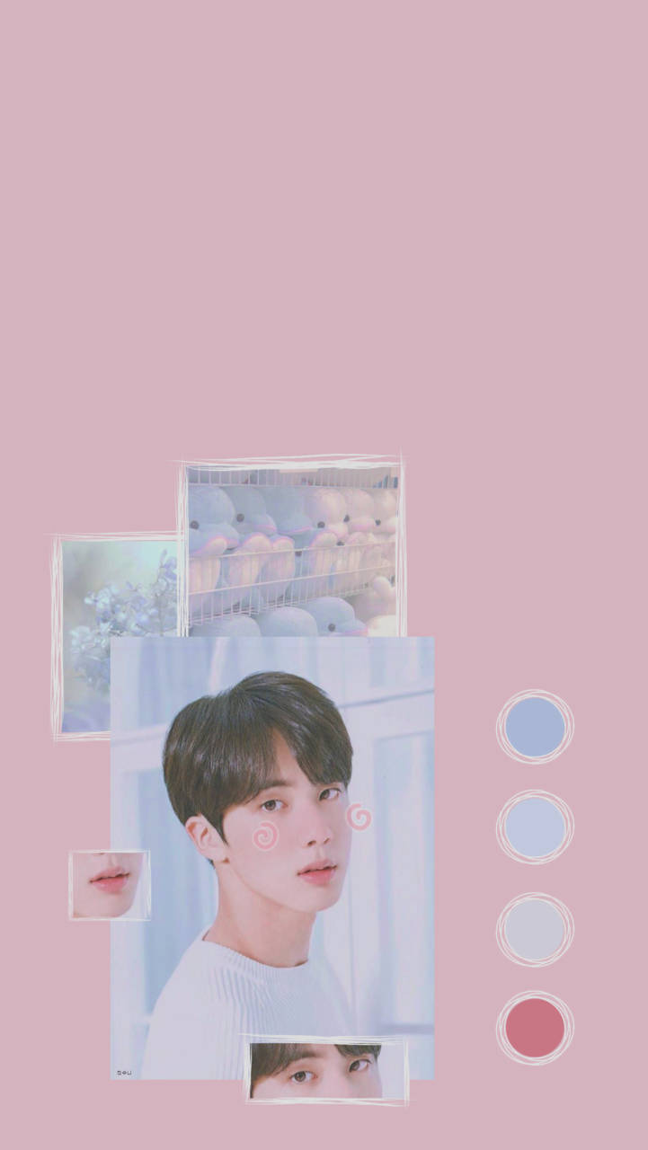 Bts Aesthetic Jin On Pink Background