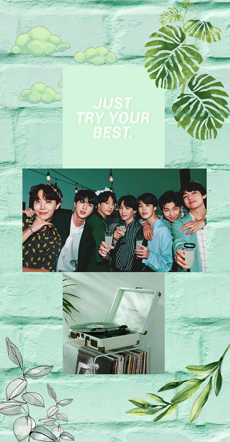 Bts Aesthetic Mint Green Background