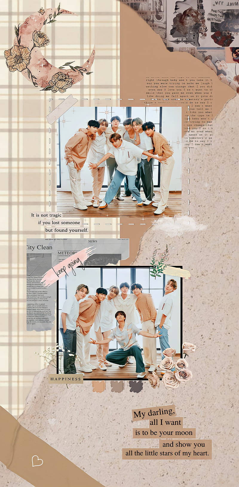 Bts Aesthetic Pastel Brown Background