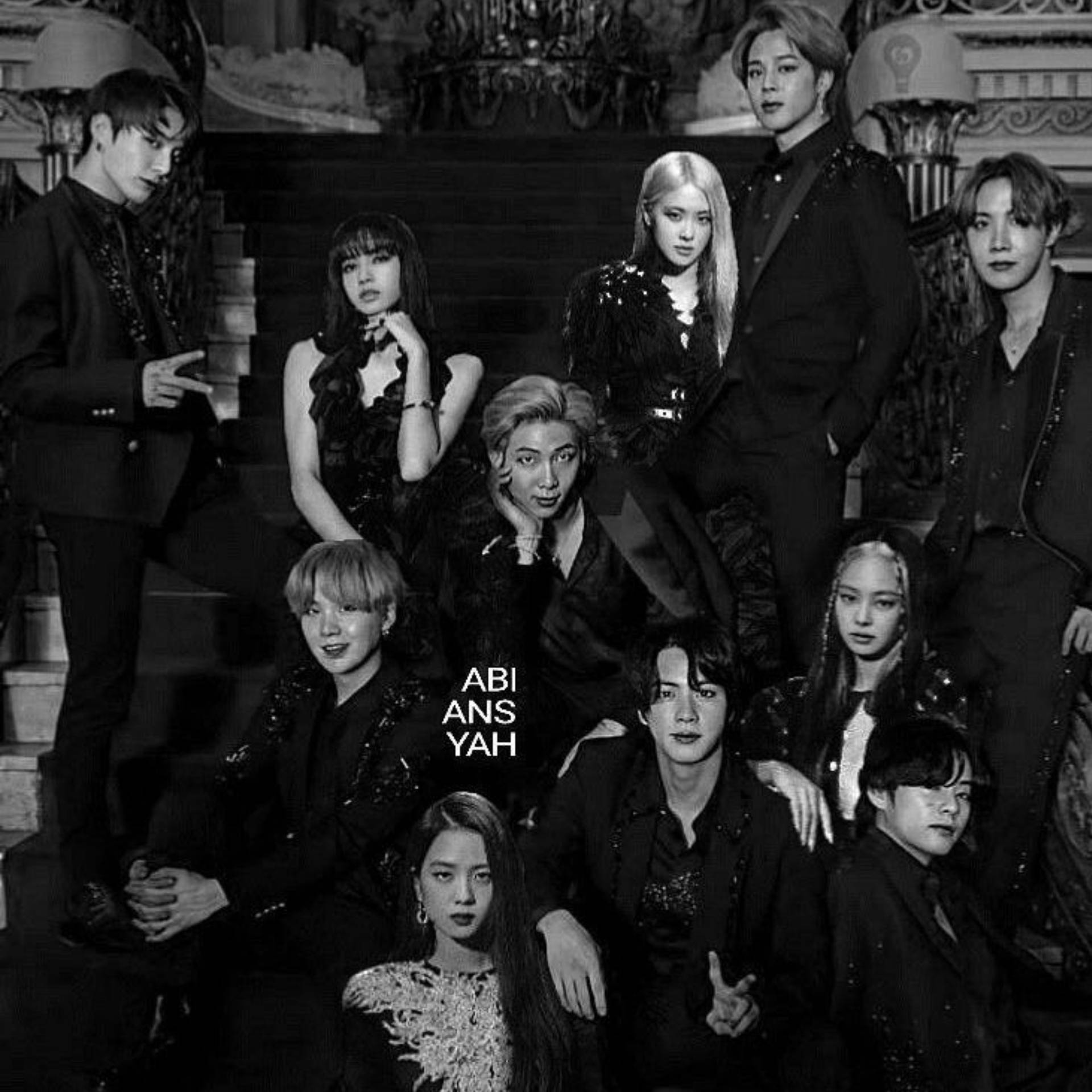 Bts And Blackpink In Grand Staircase Wallpaper