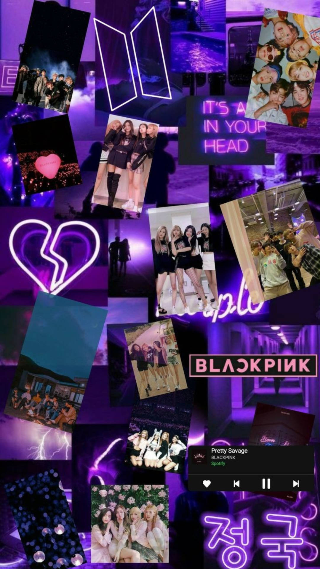 Bts And Blackpink Purple Neon Light Wallpaper