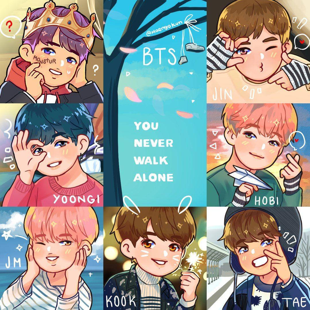 Download Bts Anime Collage Wallpaper 