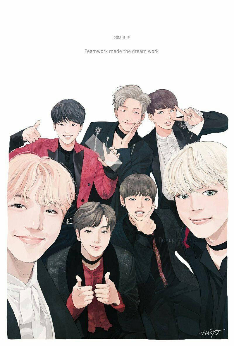 Bts Anime Group Picture Wallpaper