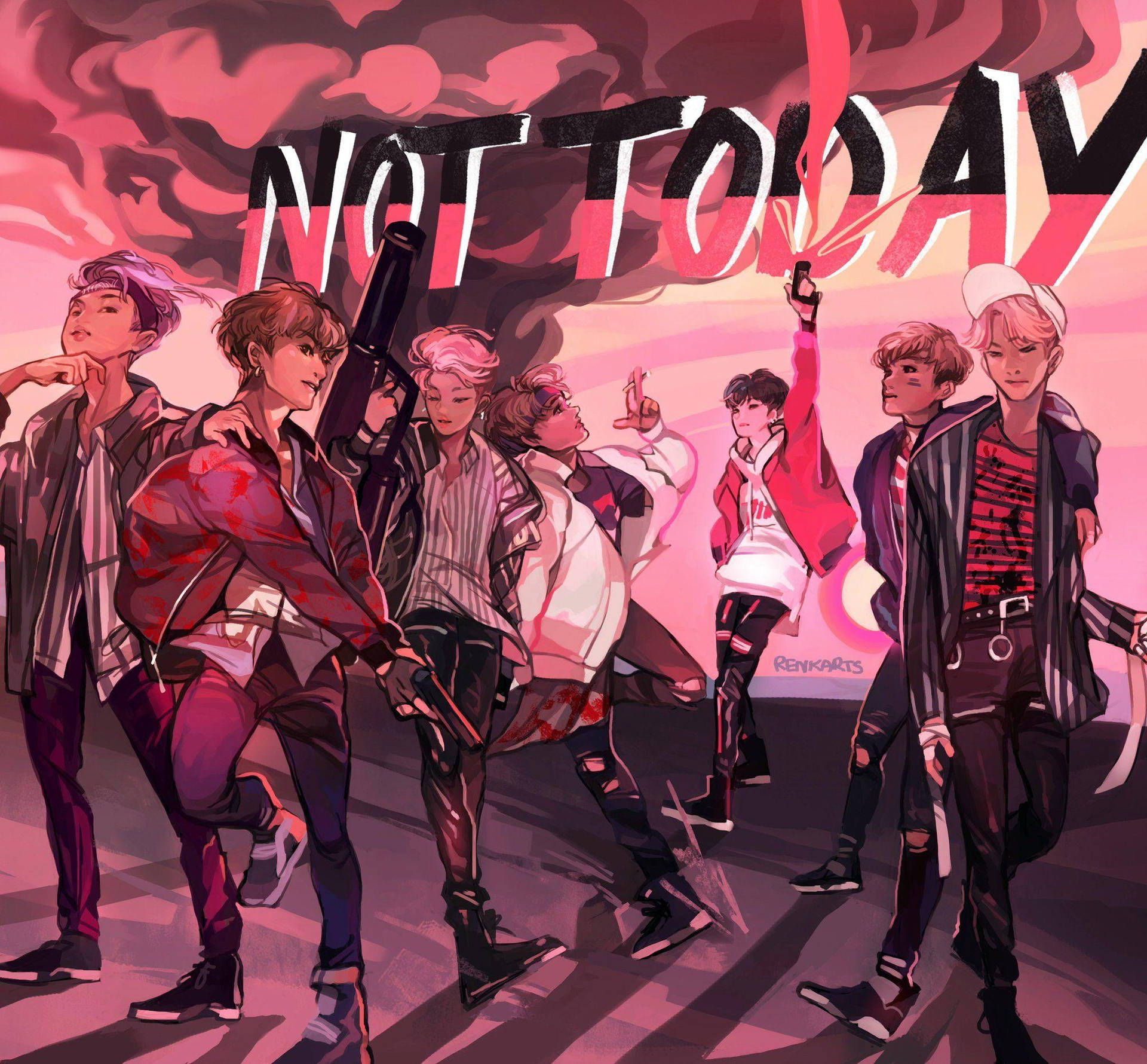 Bts Anime Not Today Background