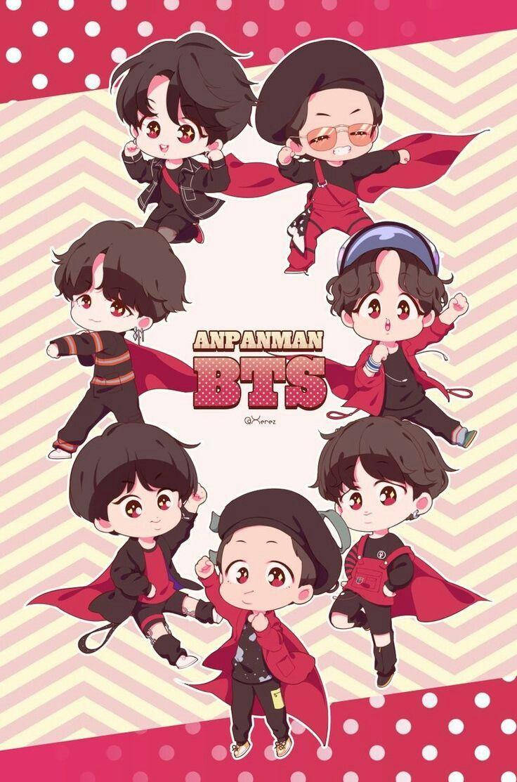 Bts Anime With Red Capes Background